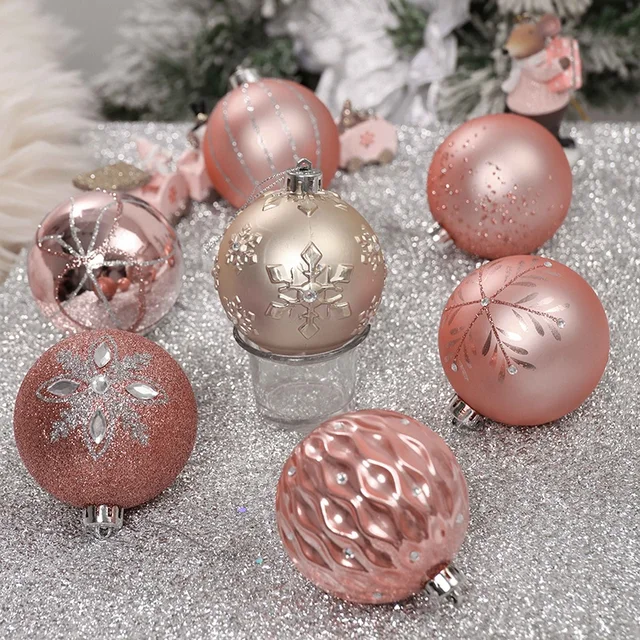 Blush, Gold, and Silver Shatterproof ornaments