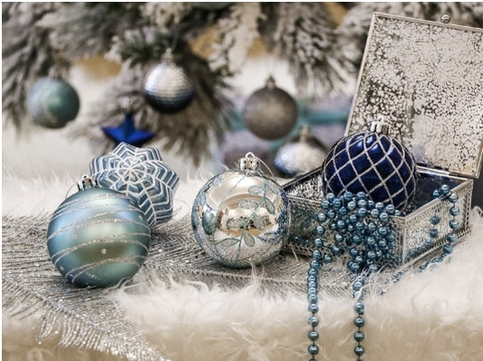 Blue and Silver ornaments