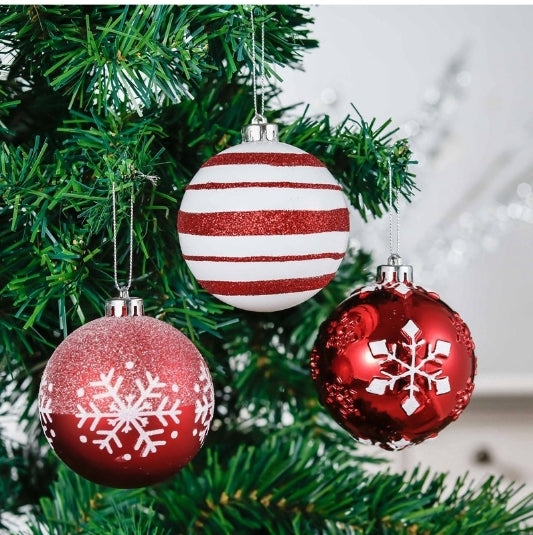 Red and White Shatterproof ornaments